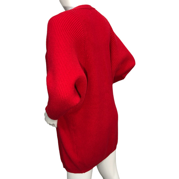 Lovers + Friends Sz XS Sweaters Lovers and Friends Red Ribbed Cardigan Oversized - Picture 7 of 15